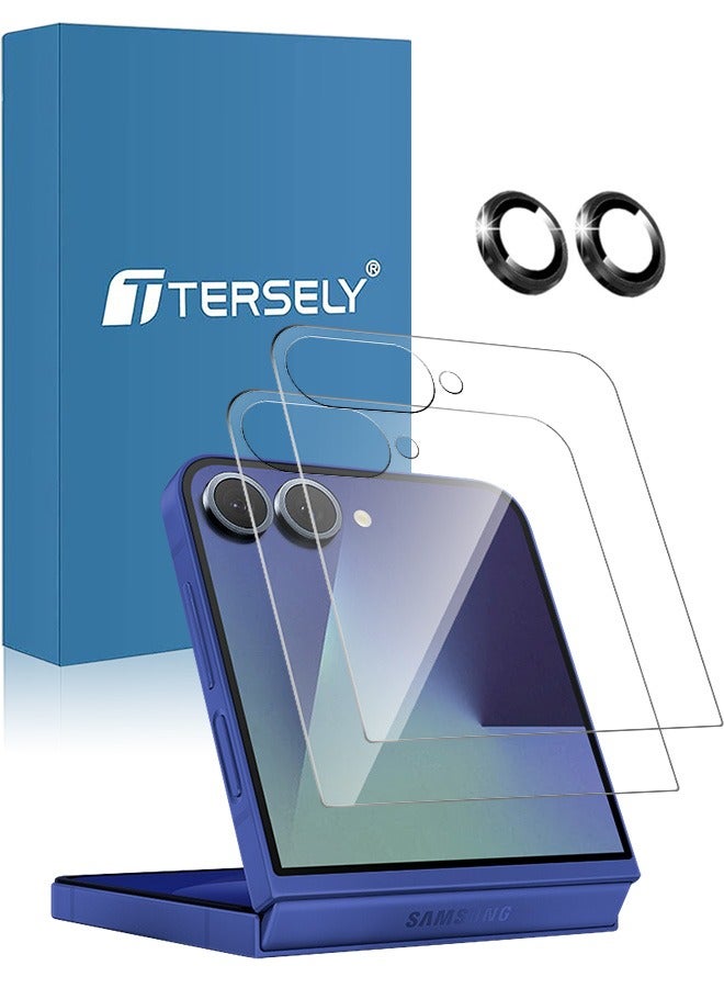 Tersely [2+1Pack] Screen Protector for Samsung Galaxy Flip 7 5G, 2 Pack 9H Tempered Glass Back Screen Protector+ 1 Pack Camera Lens Protector for Flip7 5G (2025) - Image 1